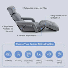 Load image into Gallery viewer, 6 - Position Adjustable Floor Sofa Bed, Folding Lazy Sofa Chaise Lounger Recliner with Armrests &amp; Footrests for Living Room, Bedroom &amp; Gaming