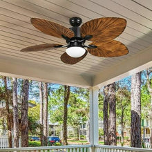 Load image into Gallery viewer, Wedealfu Inc Moasis 52 inch Palm Leaf Ceiling Fan with Light Tropical Style with Remote Brown Blades