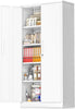 SOLAURA 71" Metal Garage Storage Cabinet with Locking Doors and Adjustable Shelves for Home, Office(Black)