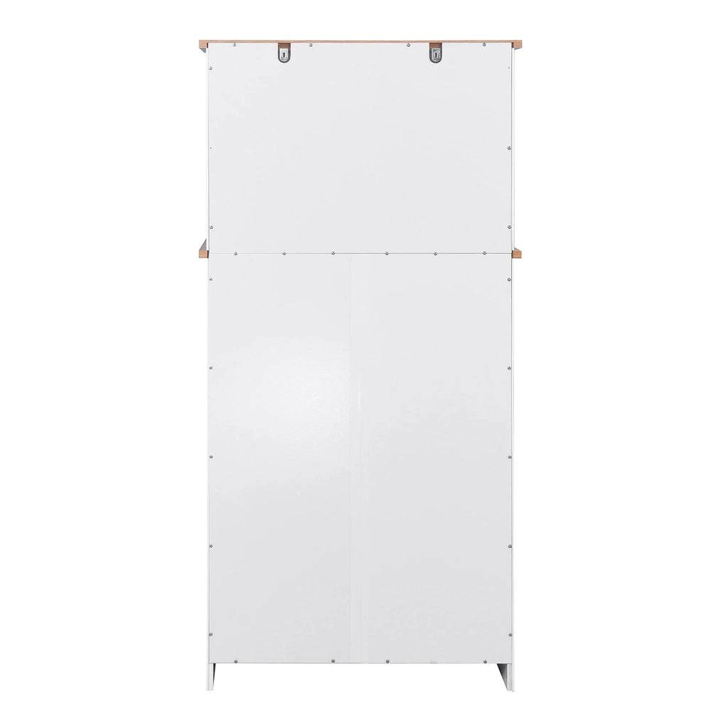 Kitchen Storage Cabinet Pantry Cabinet, White Storage Cupboard Pantry with 2 Doors, 2 Drawers & Microwave Shelf, Freestanding Kitchen Storage Buffet
