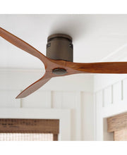 Load image into Gallery viewer, Casa Vieja 52" Windspun Rustic Farmhouse 3 Blade Hugger Indoor Ceiling Fan with Remote Control Oil Rubbed Bronze Walnut Solid Wood for Living