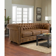 Load image into Gallery viewer, Hancock Tufted Top Grain Italian Leather Chesterfield Sofa - Dimensions: 31" H x 86" W x 40" D