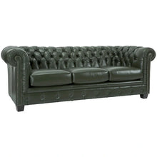 Load image into Gallery viewer, Hancock Tufted Top Grain Italian Leather Chesterfield Sofa - Dimensions: 31" H x 86" W x 40" D