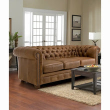 Load image into Gallery viewer, Hancock Tufted Top Grain Italian Leather Chesterfield Sofa - Dimensions: 31" H x 86" W x 40" D