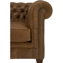 Load image into Gallery viewer, Hancock Tufted Top Grain Italian Leather Chesterfield Sofa - Dimensions: 31" H x 86" W x 40" D