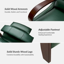 Load image into Gallery viewer, Set of 2 Alex Mid - Century Modern Genuine Leather Manual Recliners with Curved Wooden Arms