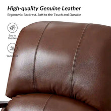 Load image into Gallery viewer, Set of 2 Alex Mid - Century Modern Genuine Leather Manual Recliners with Curved Wooden Arms