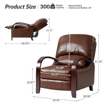 Load image into Gallery viewer, Set of 2 Alex Mid - Century Modern Genuine Leather Manual Recliners with Curved Wooden Arms