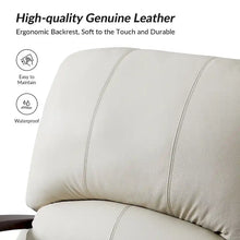 Load image into Gallery viewer, Set of 2 Alex Mid - Century Modern Genuine Leather Manual Recliners with Curved Wooden Arms