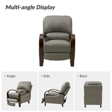 Load image into Gallery viewer, Set of 2 Alex Mid - Century Modern Genuine Leather Manual Recliners with Curved Wooden Arms