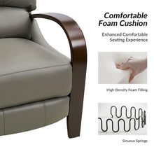 Load image into Gallery viewer, Set of 2 Alex Mid - Century Modern Genuine Leather Manual Recliners with Curved Wooden Arms