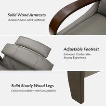 Load image into Gallery viewer, Set of 2 Alex Mid - Century Modern Genuine Leather Manual Recliners with Curved Wooden Arms