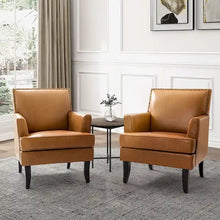 Load image into Gallery viewer, Nileus Set of 2 Modern Classic Polyester Accent Chairs with Solid Wood Legs by HULALA HOME
