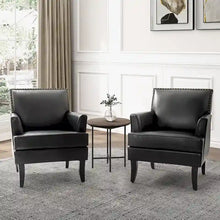 Load image into Gallery viewer, Nileus Set of 2 Modern Classic Polyester Accent Chairs with Solid Wood Legs by HULALA HOME