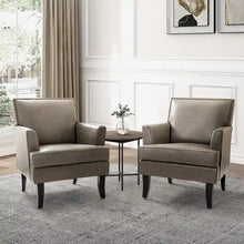 Load image into Gallery viewer, Nileus Set of 2 Modern Classic Polyester Accent Chairs with Solid Wood Legs by HULALA HOME