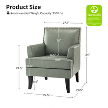 Load image into Gallery viewer, Nileus Set of 2 Modern Classic Polyester Accent Chairs with Solid Wood Legs by HULALA HOME