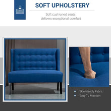 Load image into Gallery viewer, HOMCOM Armless Double Sofa Loveseat - Tufted Linen Upholstery Couch with Wooden Legs for Living Room - 28.75 x 43.25 x 36.5 inches