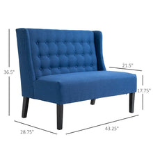 Load image into Gallery viewer, HOMCOM Armless Double Sofa Loveseat - Tufted Linen Upholstery Couch with Wooden Legs for Living Room - 28.75 x 43.25 x 36.5 inches