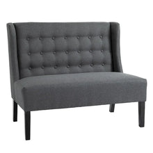 Load image into Gallery viewer, HOMCOM Armless Double Sofa Loveseat - Tufted Linen Upholstery Couch with Wooden Legs for Living Room - 28.75 x 43.25 x 36.5 inches