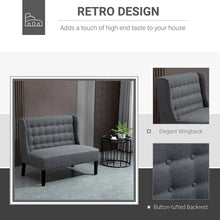 Load image into Gallery viewer, HOMCOM Armless Double Sofa Loveseat - Tufted Linen Upholstery Couch with Wooden Legs for Living Room - 28.75 x 43.25 x 36.5 inches
