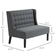 Load image into Gallery viewer, HOMCOM Armless Double Sofa Loveseat - Tufted Linen Upholstery Couch with Wooden Legs for Living Room - 28.75 x 43.25 x 36.5 inches