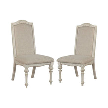Load image into Gallery viewer, Caelum 7-Piece Round Dining Set with White Fabric Upholstery by The Gray Barn