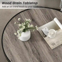 Load image into Gallery viewer, Myhozm Industrial Round Metal Coffee Table with Shelf – Perfect for Living Room, Home Office, and Bedroom
