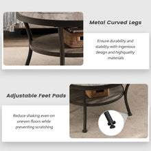 Load image into Gallery viewer, Myhozm Industrial Round Metal Coffee Table with Shelf – Perfect for Living Room, Home Office, and Bedroom