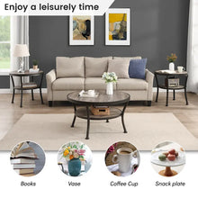 Load image into Gallery viewer, Myhozm Industrial Round Metal Coffee Table with Shelf – Perfect for Living Room, Home Office, and Bedroom