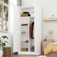 Load image into Gallery viewer, 5-Shelf Wardrobe Cabinet with Double Doors, Home Storage Organizer