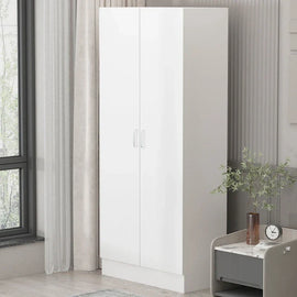 Freestanding 2 - Door Bedroom Armoire with Hanging Rod
