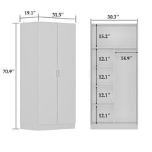 Load image into Gallery viewer, Freestanding 2 - Door Bedroom Armoire with Hanging Rod