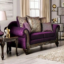 Load image into Gallery viewer, Grendel Classic Purple Chenille Loveseat with Rolled Arms by Furniture of America