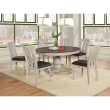 Load image into Gallery viewer, Roundhill Furniture 5-Piece Dining Set: Round Weathered Oak Table with 4 Chairs
