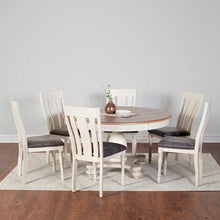Load image into Gallery viewer, Roundhill Furniture 5-Piece Dining Set: Round Weathered Oak Table with 4 Chairs