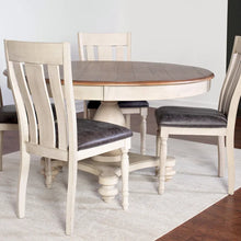 Load image into Gallery viewer, Roundhill Furniture 5-Piece Dining Set: Round Weathered Oak Table with 4 Chairs