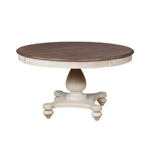Load image into Gallery viewer, Roundhill Furniture 5-Piece Dining Set: Round Weathered Oak Table with 4 Chairs