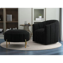 Load image into Gallery viewer, SEYNAR Modern Velvet Tufted Swivel Club Chair and Ottoman Set