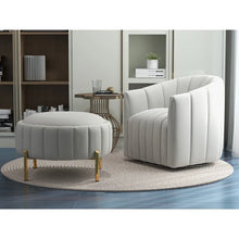 Load image into Gallery viewer, SEYNAR Modern Velvet Tufted Swivel Club Chair and Ottoman Set
