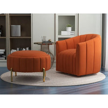 Load image into Gallery viewer, SEYNAR Modern Velvet Tufted Swivel Club Chair and Ottoman Set