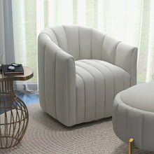 Load image into Gallery viewer, SEYNAR Modern Velvet Tufted Swivel Club Chair and Ottoman Set
