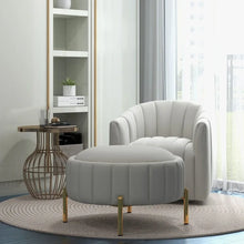 Load image into Gallery viewer, SEYNAR Modern Velvet Tufted Swivel Club Chair and Ottoman Set