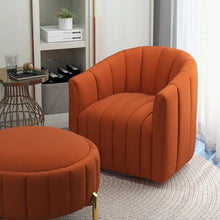 Load image into Gallery viewer, SEYNAR Modern Velvet Tufted Swivel Club Chair and Ottoman Set