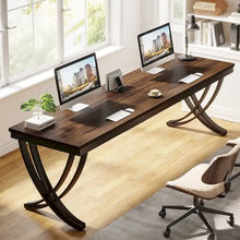Load image into Gallery viewer, 78.74 - Inch Extra Long Double Computer Desk with Stylish Metal Legs for Home Office
