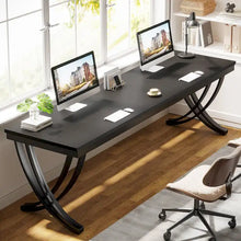 Load image into Gallery viewer, 78.74 - Inch Extra Long Double Computer Desk with Stylish Metal Legs for Home Office