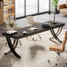 Load image into Gallery viewer, 78.74 - Inch Extra Long Double Computer Desk with Stylish Metal Legs for Home Office