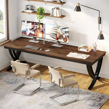 Load image into Gallery viewer, 78.74 - Inch Extra Long Double Computer Desk with Stylish Metal Legs for Home Office