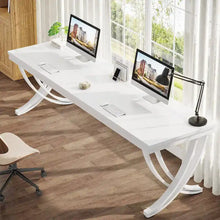 Load image into Gallery viewer, 78.74 - Inch Extra Long Double Computer Desk with Stylish Metal Legs for Home Office