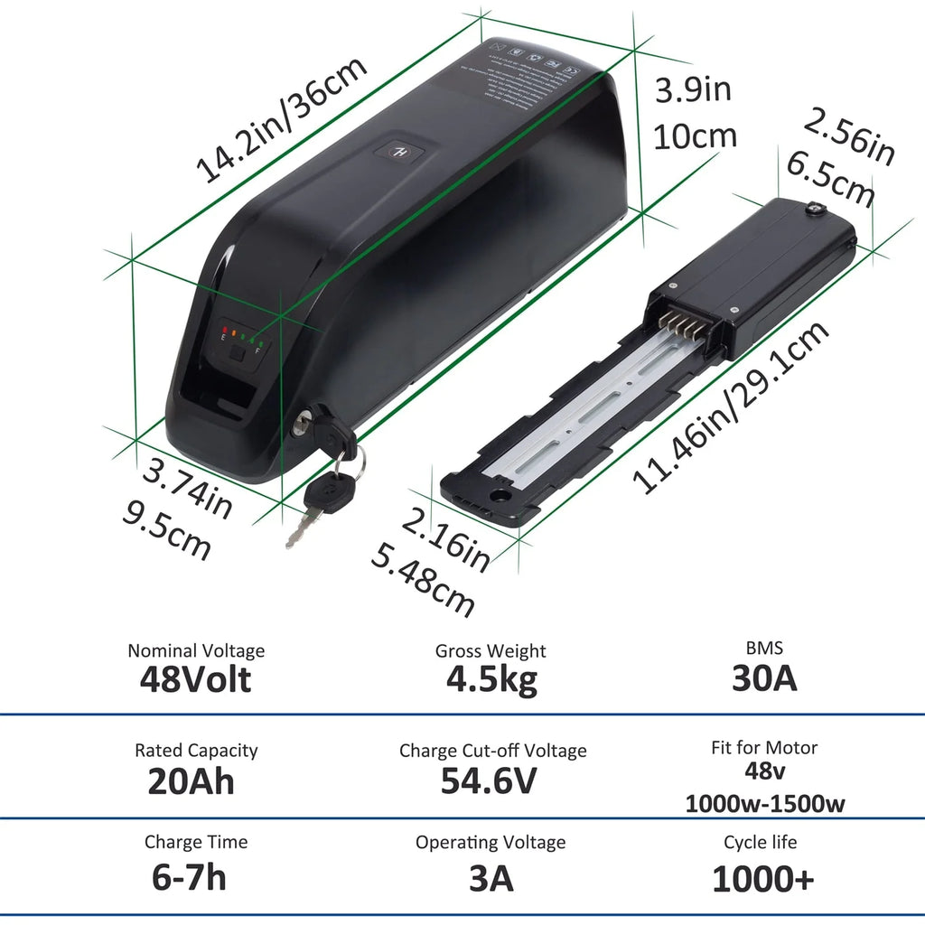 48V 20AH Ebike Battery 48V Lithium Battery 48V Battery with Charger for 750W - 1500W Adult Electric Bike Tricycle