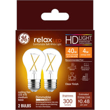 Load image into Gallery viewer, Ge Relax Light Bulbs, LED, Ceiling Fan, Soft White, 40 Watts - 2 light bulbs